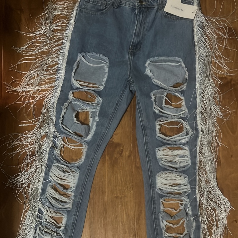 Silver fringes jeans